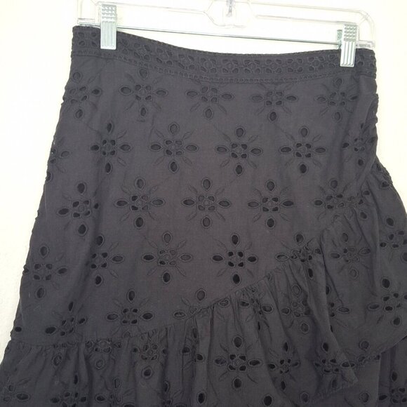 Express Embroidered Eyelet Skirt Sz 6 Mini 100% Cotton Ruffle Cottagecore Boho - Picture 6 of 15